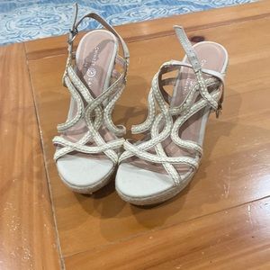 Chinese Laundry beige wedge sandals.